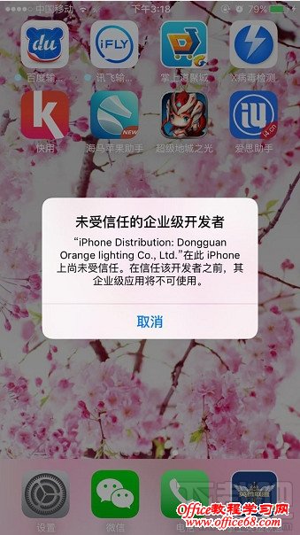 苹果iPhone手机提示未受信任的企业级开发者解决办法