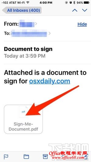 如何在iOS设备邮件应用上内签署文件并回信