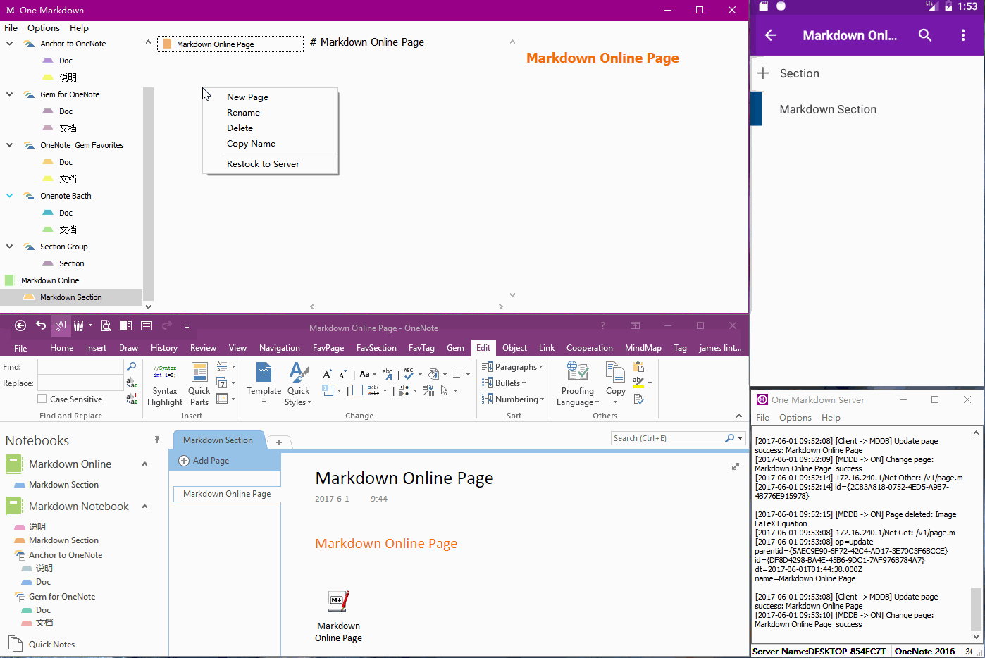 Markdown -> 䱦һ -> 䱦һ -> PC OneNote -> ׿ OneNote