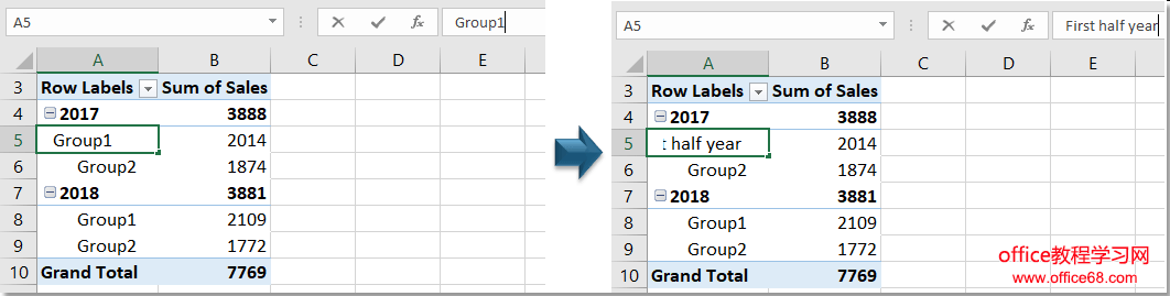 doc group by half a year pivottable 9