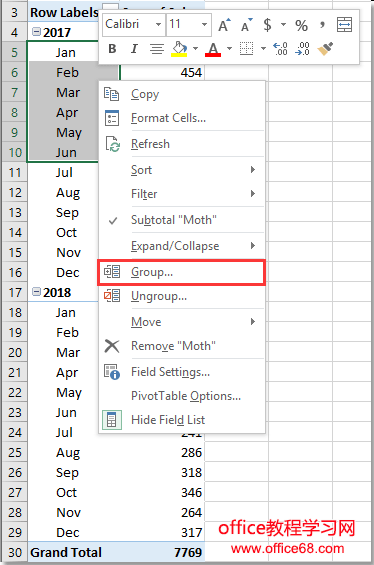 doc group by half a year pivottable 5