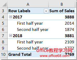 doc group by half a year pivottable 10