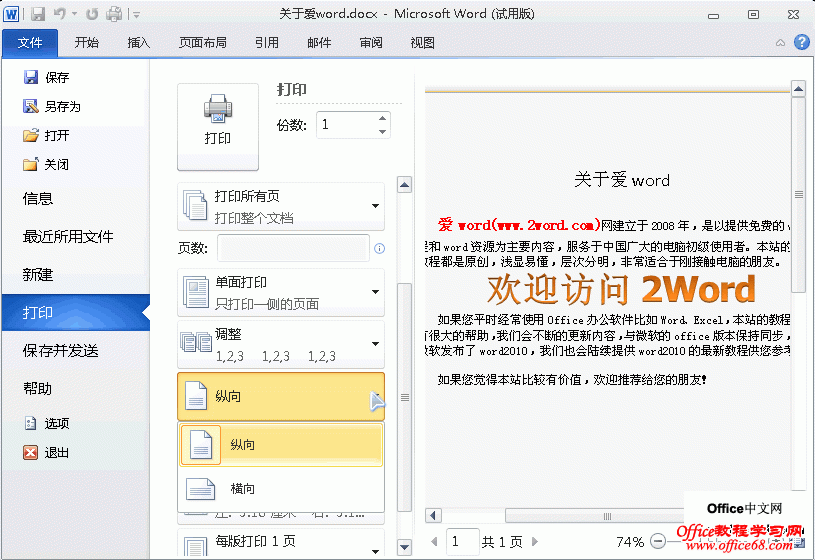 word2010úĴӡʽ