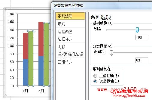 excel用柱形圖顯示一個系列與其他系列和的對比情況(2)