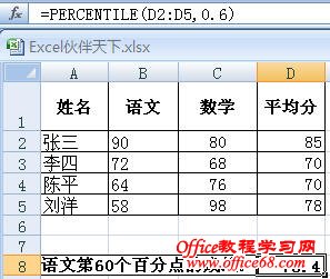 ExcelʹPERCENTILEָٷֵֵ