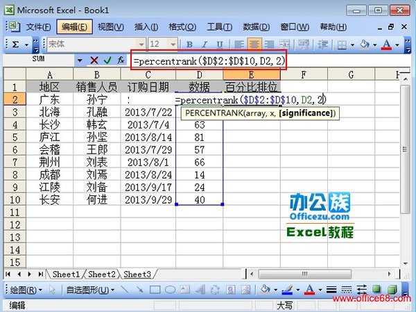 Excel2003Percentrankʹ-ռٷֱ