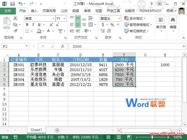 Excel2013ʾǧԪĵλ