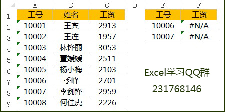 vlookup #n/a